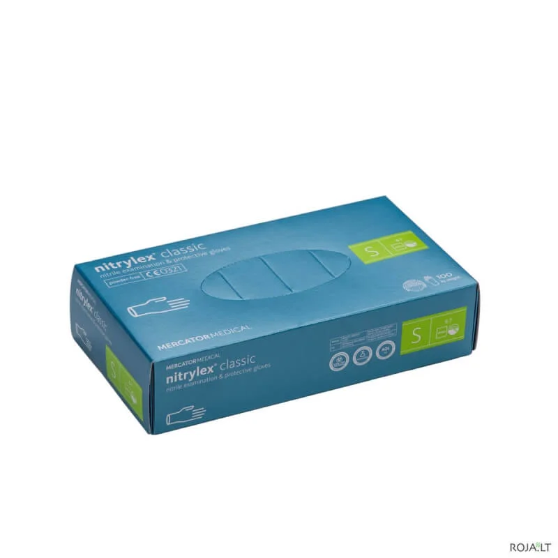 Nitrylex classic Nitrilinės pirštinės 100 vnt, S dydis
